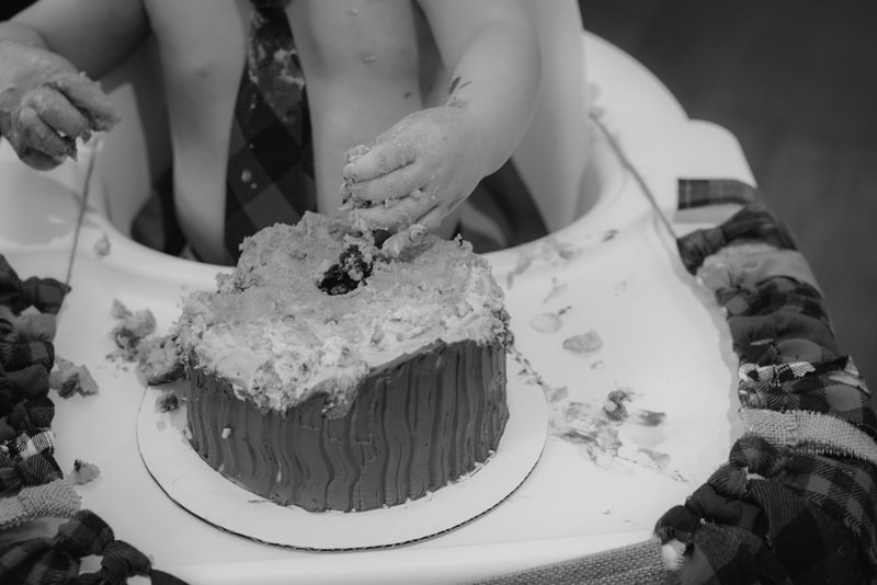 Joyful cake smash milestone portrait session capturing messy celebration in Madison, Wisconsin